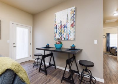 dining area of an apartment at the flats at ridgeview