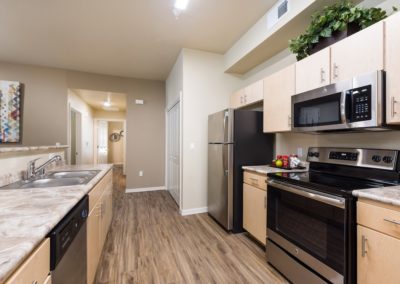 fully furnished kitchen of an apartment at the flats at ridgeview