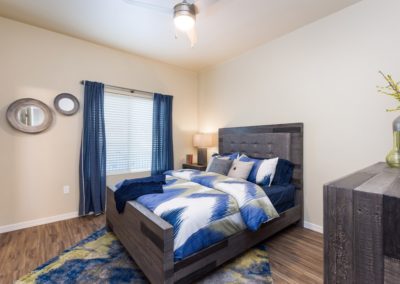 fully furnished bedroom of an apartment at the flats at ridgeview