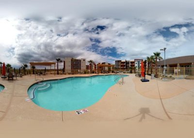 outdoor pool area at the flats at ridgeview apartments